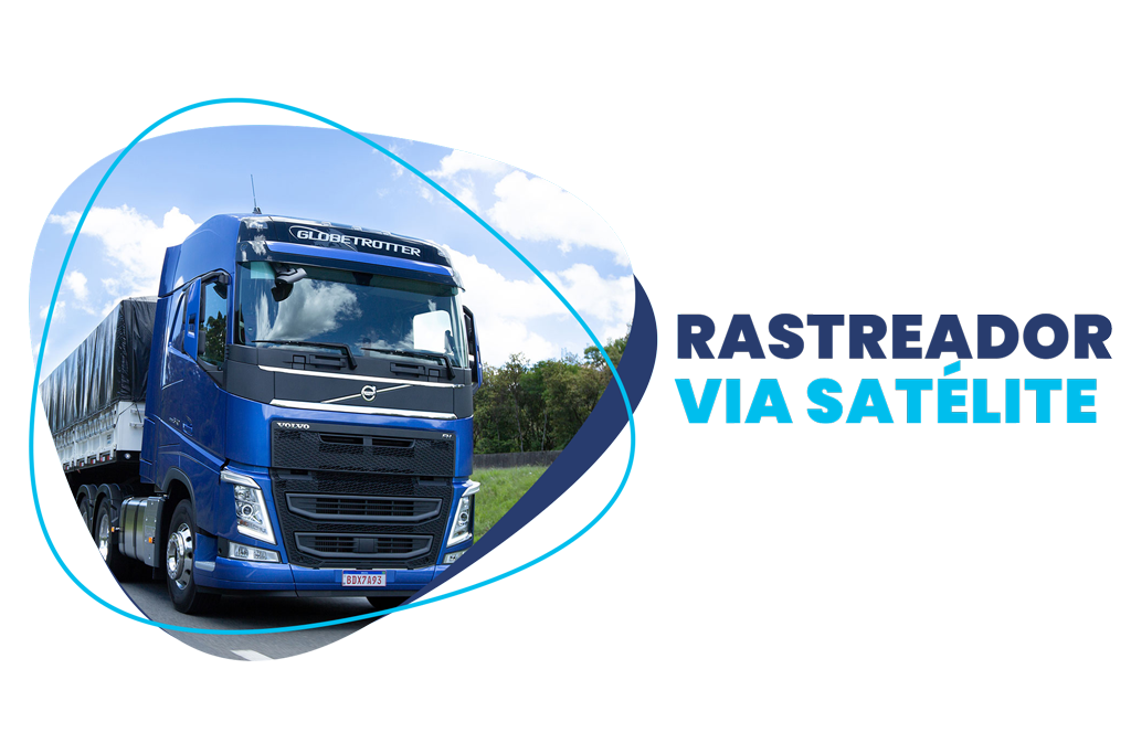 imagem de um caminhão e texto rastreador via satélite